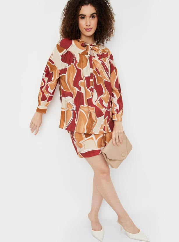 Women Printed Bishop Sleeves Top(Multicolour)